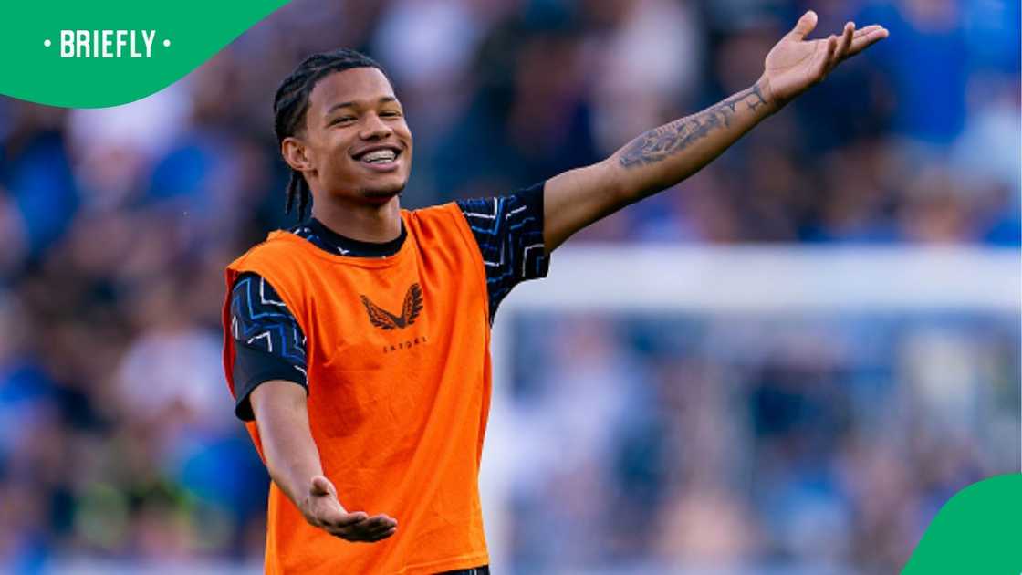 Shandre Campbell warms up ahead of the Jupiler Pro League Championship Play Offs match between KRC Genk and Club Brugge. Shandre Campbell warms up ahead of the Jupiler Pro League Championship Play Offs match between KRC Genk and Club Brugge.