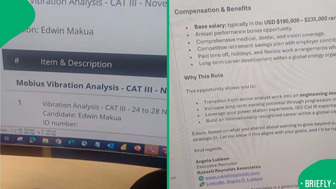The screenshot on the right showed a job ad that Edwin stumbled upon on social media The screenshot on the right showed a job ad that Edwin stumbled upon on social media