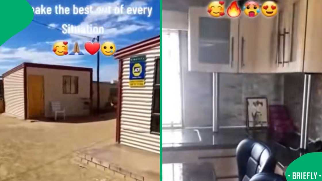 The image on the right showed the kitchen area The image on the right showed the kitchen area