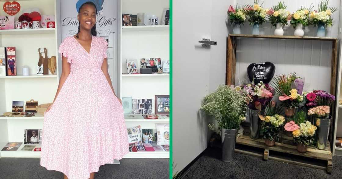 A lady in the North West province who opened a business selling gifts A lady in the North West province who opened a business selling gifts