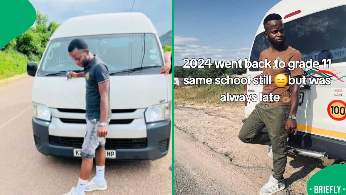 The visual on the right captured him talking about his school journey