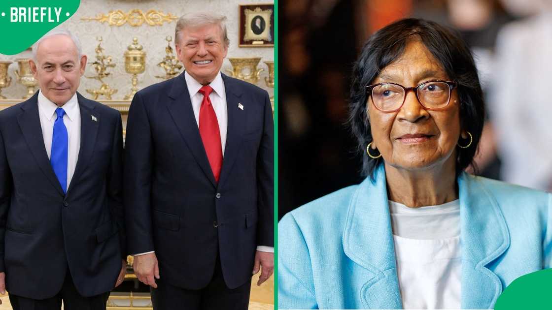 Israeli Prime Minister Benjamin Netanyahu, US President Donald Trump and winner of the 2026 Nobel Peace Prize, Navanethem "Navi" Pillay
