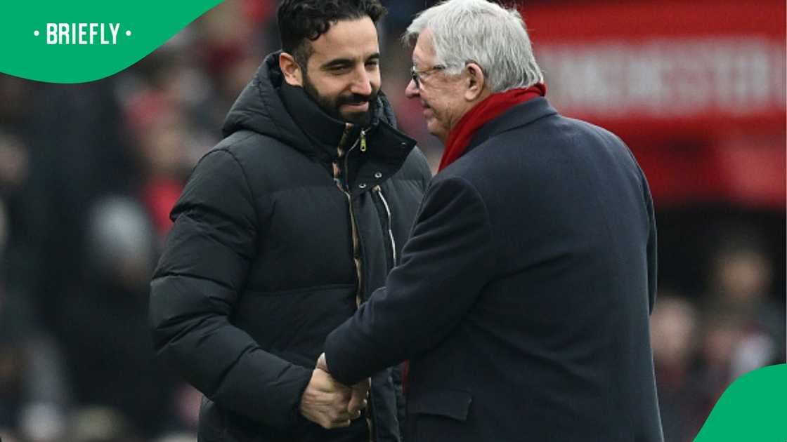 Ruben Amorim spotted with Sir Alex Ferguson before Manchester United's loss to Brighton. Ruben Amorim spotted with Sir Alex Ferguson before Manchester United's loss to Brighton.