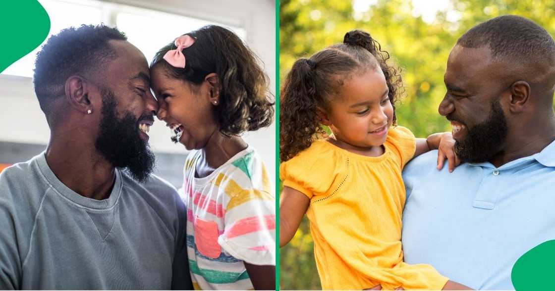 A father and daughter shared an adorable moment at a school pickup. A father and daughter shared an adorable moment at a school pickup.