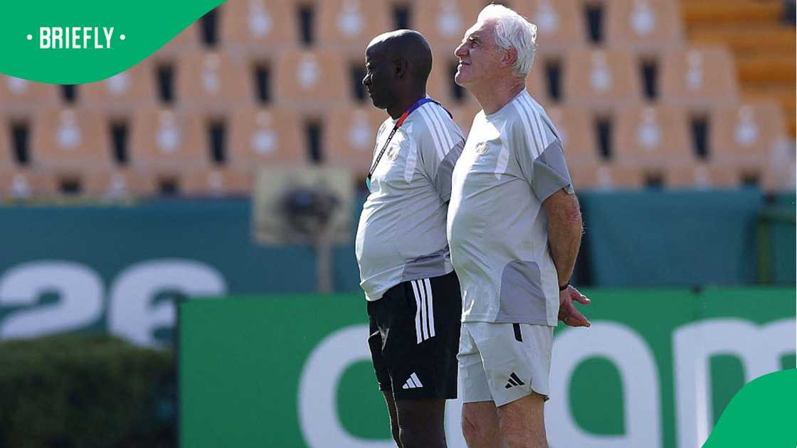 Hugo Broos and Herman Mkhalele at the 2026 FIFA World Cup