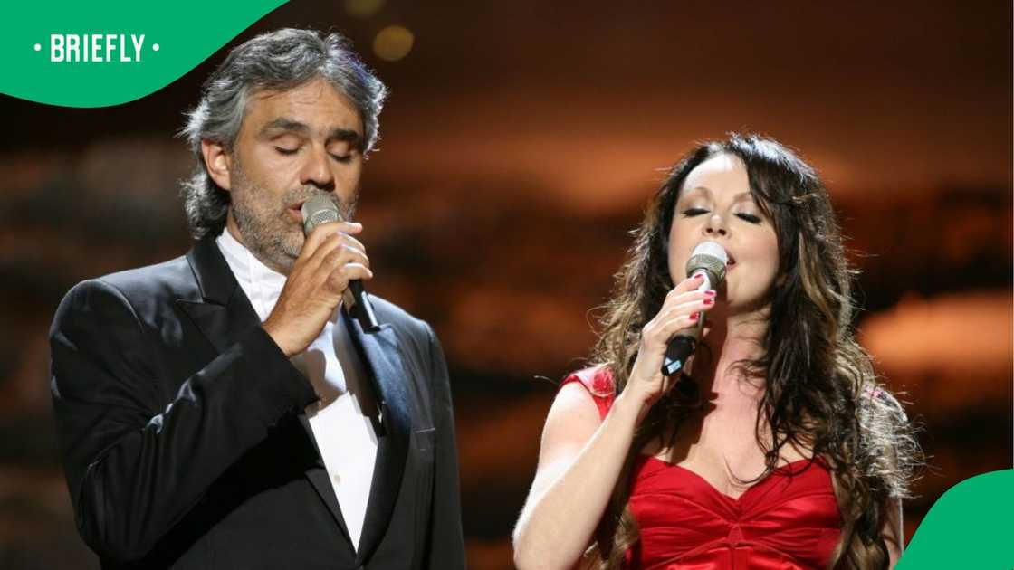 Andrea Bocelli and Sarah Brightman singing 'Time to Say Goodbye.' Andrea Bocelli and Sarah Brightman singing 'Time to Say Goodbye.'