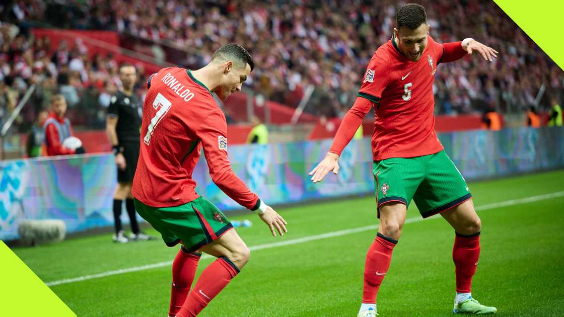 Portugal captain Cristiano Ronaldo and teammate Diogo Dalot debuted the Padel slice celebration after netting a rebound against Poland.