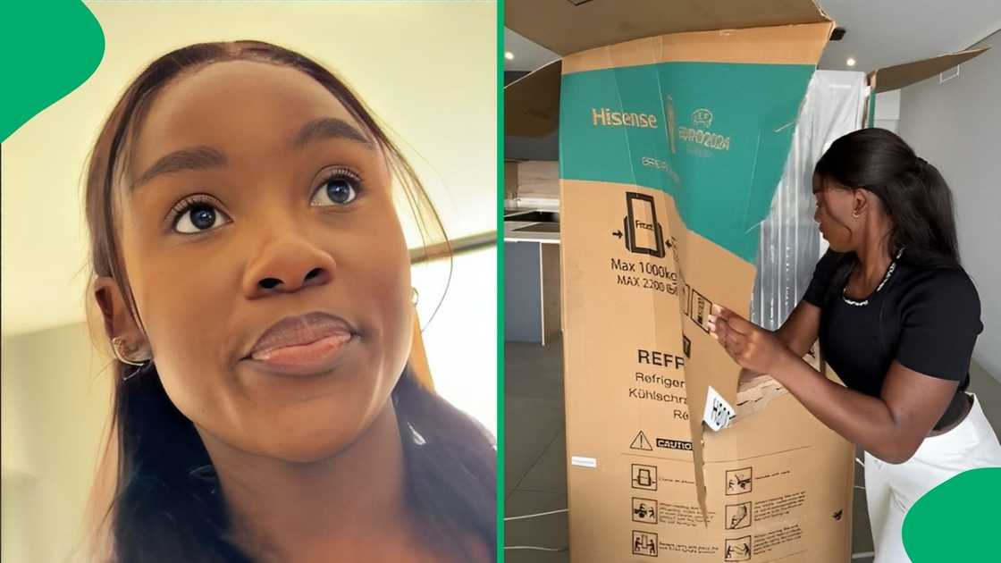 A woman received the wrong fridge she bought online. A woman received the wrong fridge she bought online.