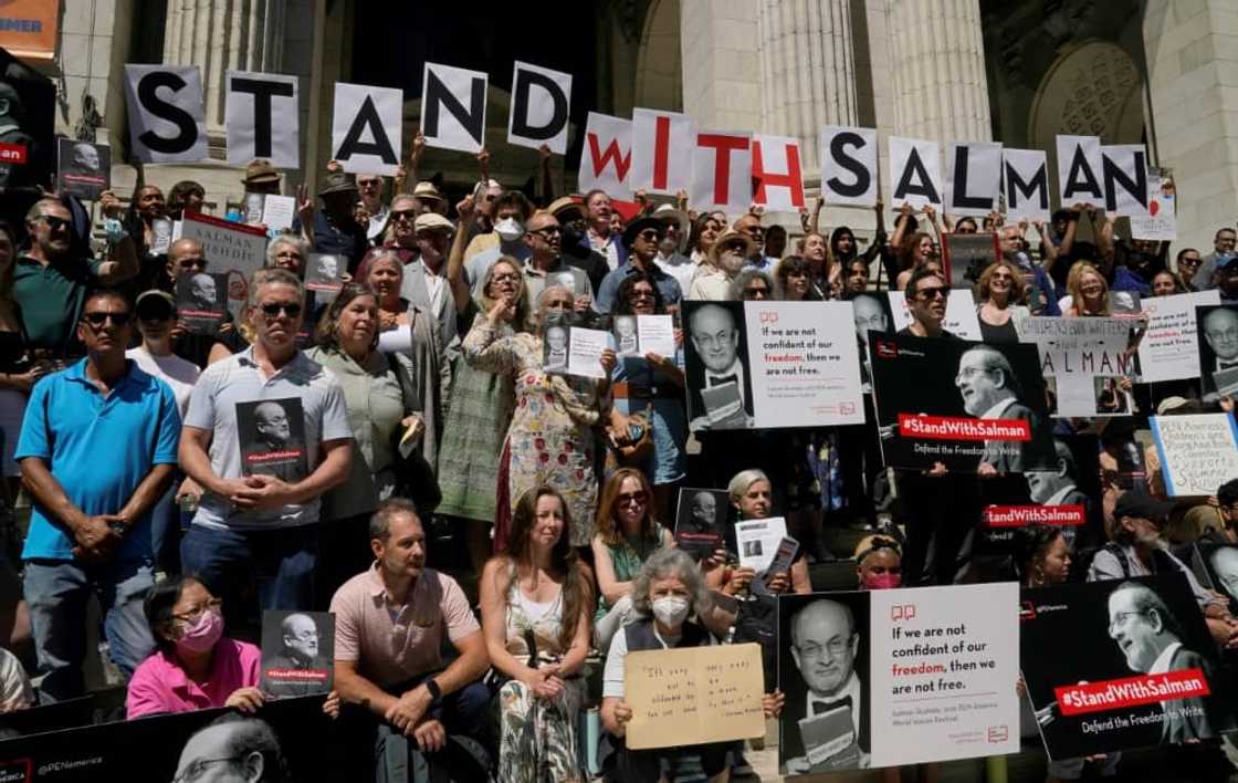 Writers gather in New York to read selected works of British author Salman Rushdie, one week after he was stabbed while on stage Writers gather in New York to read selected works of British author Salman Rushdie, one week after he was stabbed while on stage