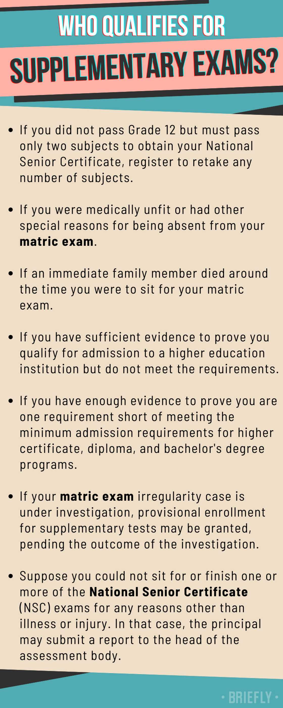 Who qualifies for supplementary exams?