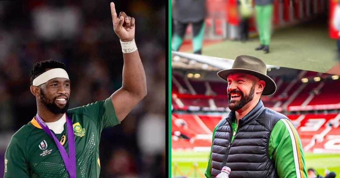 Siya Kolisi posed for a photo with Tyson Fury Siya Kolisi posed for a photo with Tyson Fury