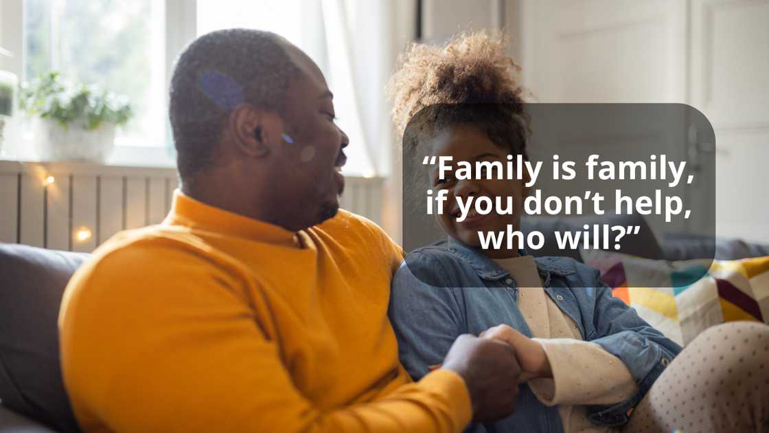 A father and daughter talking