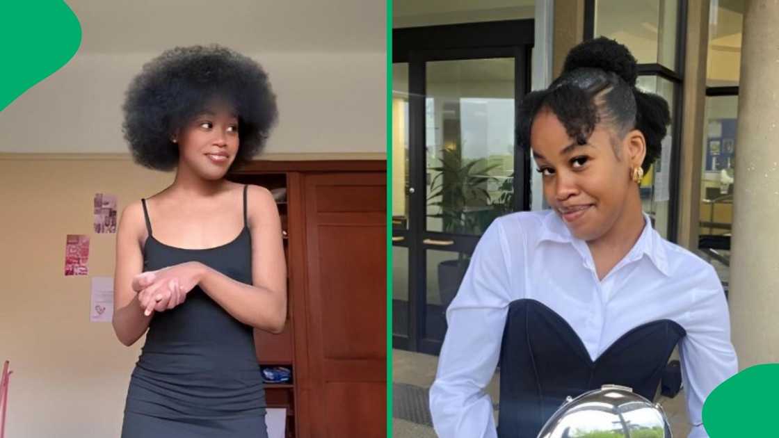 A young woman used an affordable haircare product to grow her afro. A young woman used an affordable haircare product to grow her afro.