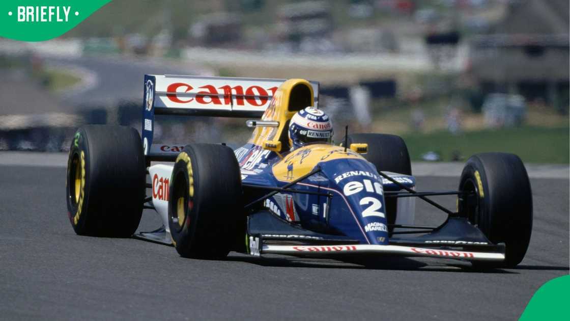 Alain Prost racing for the Williams Renault team at the 1993 South African Grand Prix Alain Prost racing for the Williams Renault team at the 1993 South African Grand Prix
