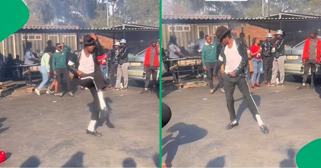 A Michael Jackson impersonator performed a lit dance