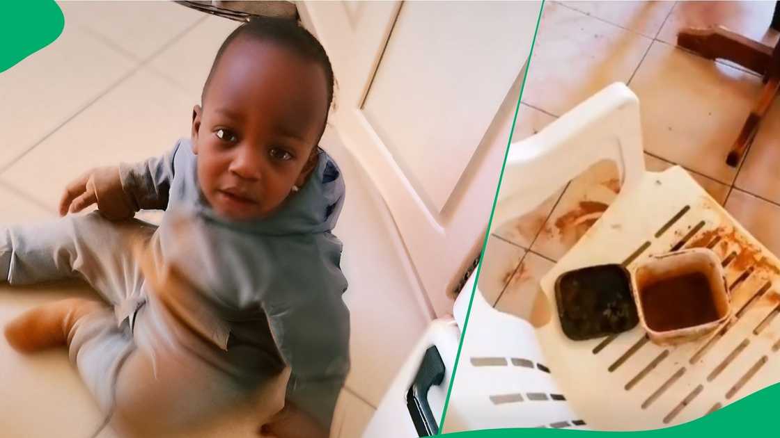 Toddler messes up mom's kitchen with spice Toddler messes up mom's kitchen with spice