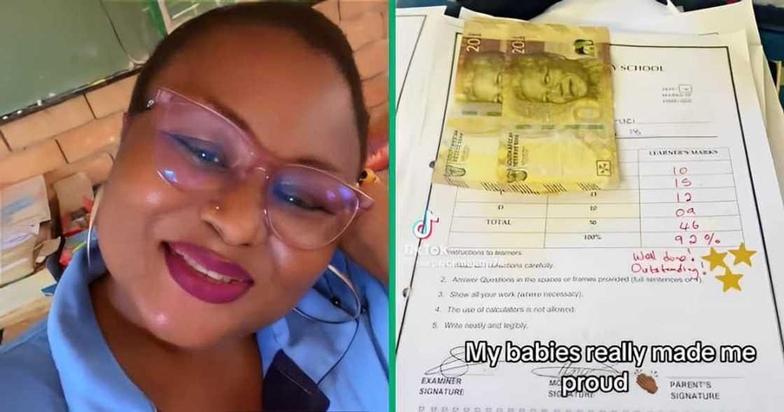 A school teacher showed off her student's answer papers on TikTok