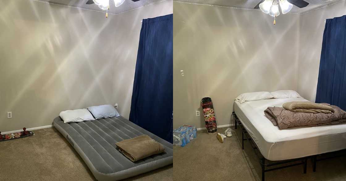 "Don't Give Up": Man Celebrates New Bed After Sleeping on Air Mattress "Don't Give Up": Man Celebrates New Bed After Sleeping on Air Mattress