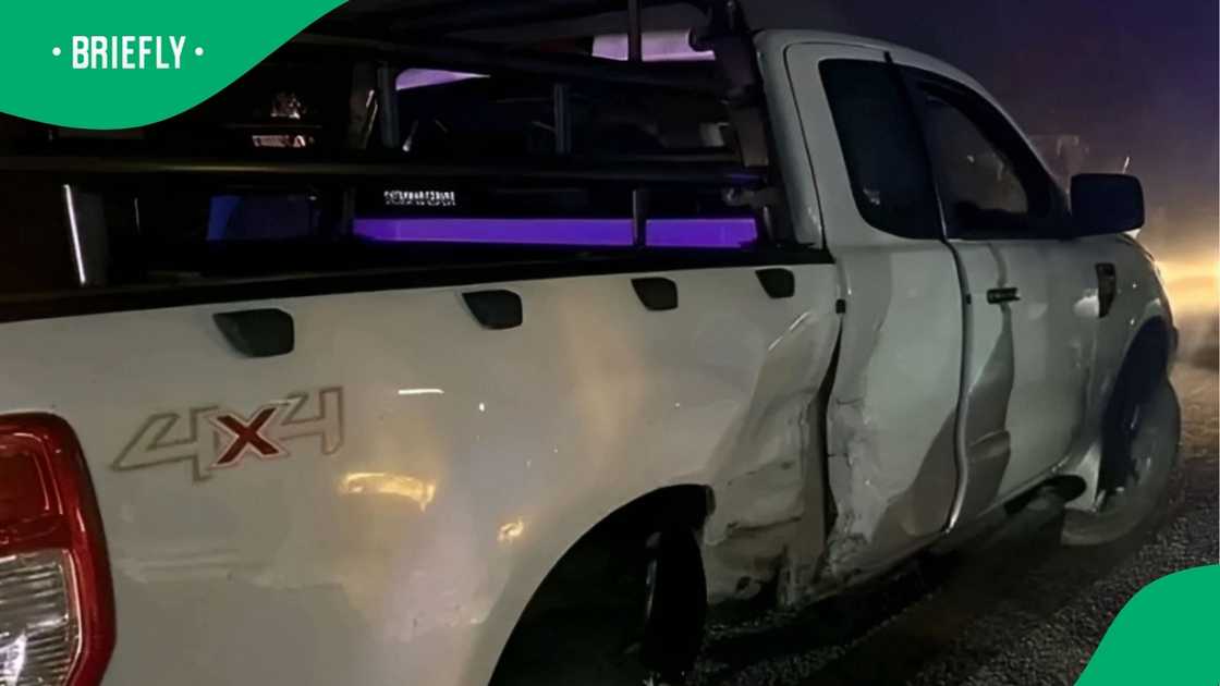 The Mahindra bakkie that was responsible for numerous collisions The Mahindra bakkie that was responsible for numerous collisions