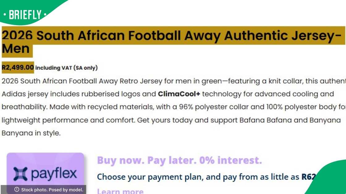 An original Bafana jersey is priced at R2,499