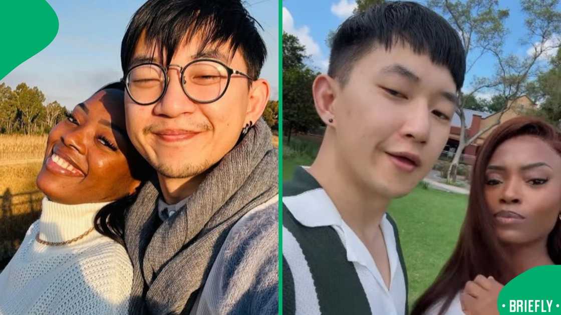 The image on the right showed the Zulu woman and a Chinese man The image on the right showed the Zulu woman and a Chinese man