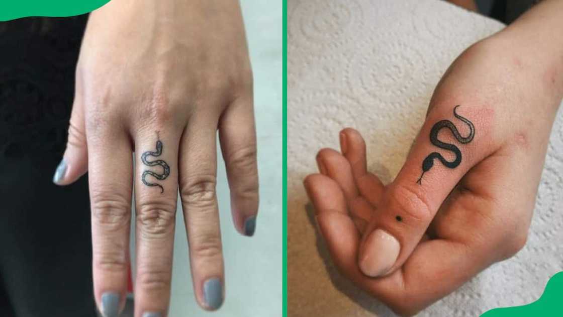 Snake finger tattoo