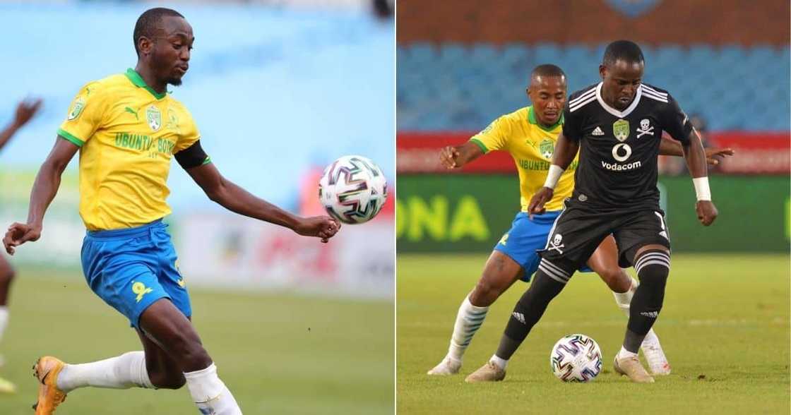 Striker Peter Shalulile scored the opening goal for Mamelodi Sundowns as they beat Orlando Pirates. Image: Twitter Striker Peter Shalulile scored the opening goal for Mamelodi Sundowns as they beat Orlando Pirates. Image: Twitter