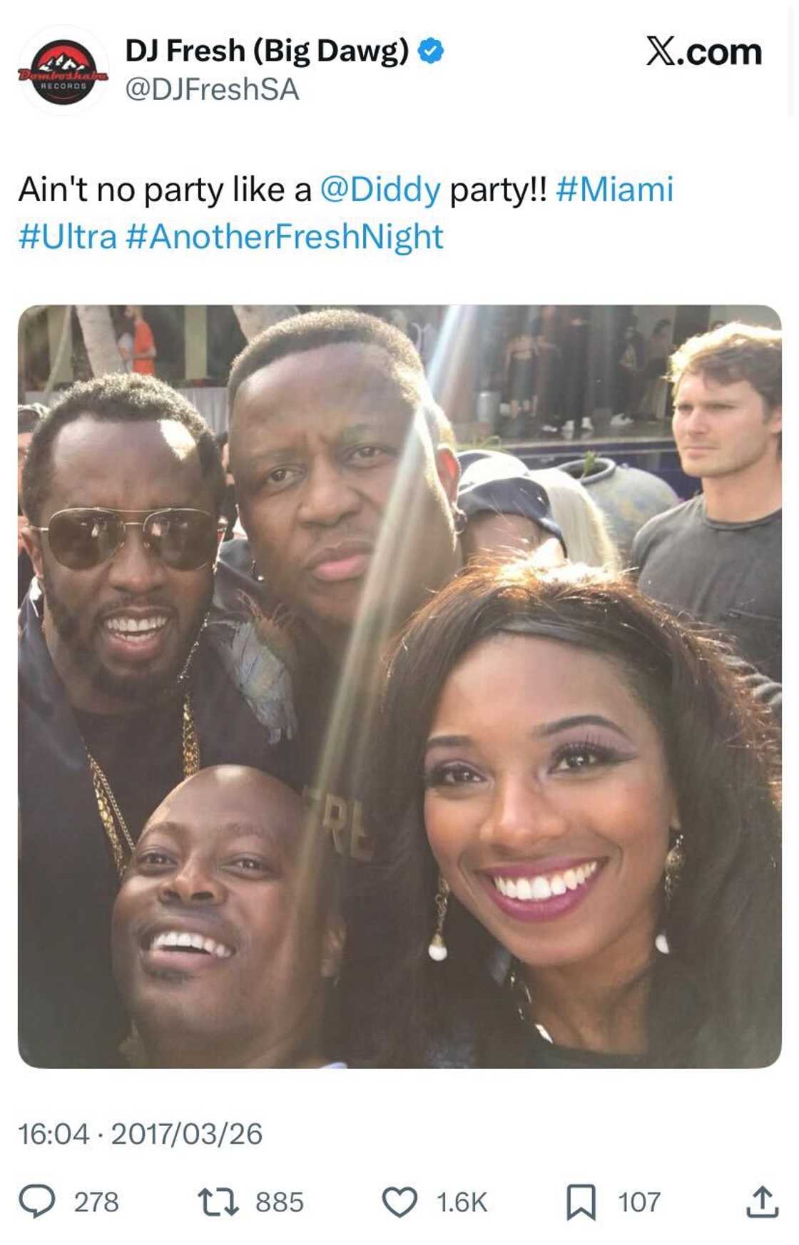 DJ Fresh met Diddy at his party in Miami