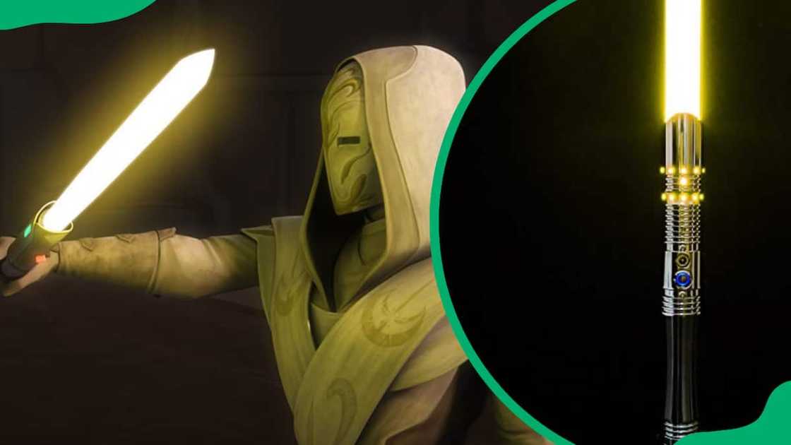 A Jedi wielding a yellow lightsaber A Jedi wielding a yellow lightsaber