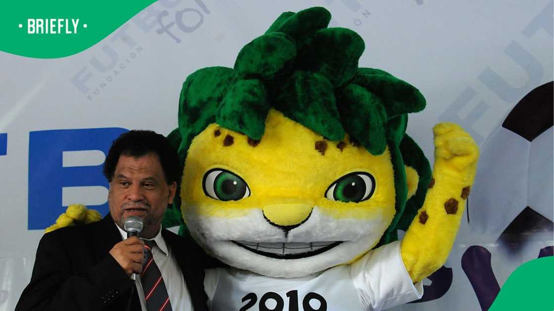 Danny Jordaan and Zakumi. Danny Jordaan and Zakumi.