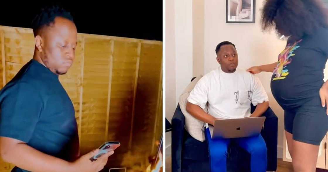 Husband braai's meat for his pregnant wife Husband braai's meat for his pregnant wife