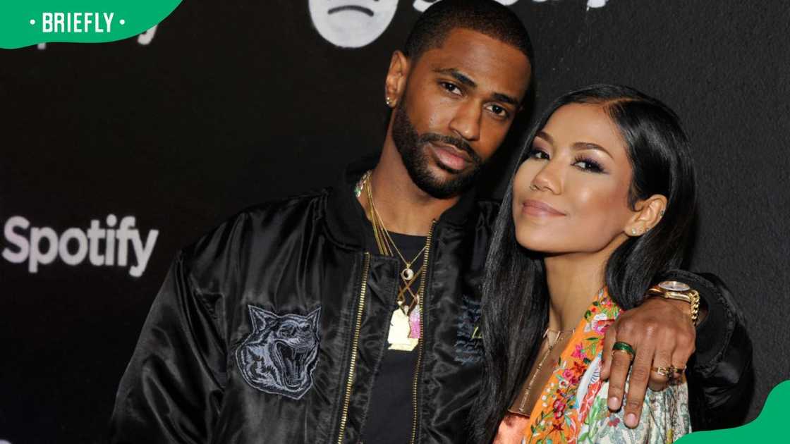 Rapper Big Sean and singer Jhené Aiko during the 2017 Spotify Best New Artist Nominees celebration at Belasco Theatre Rapper Big Sean and singer Jhené Aiko during the 2017 Spotify Best New Artist Nominees celebration at Belasco Theatre