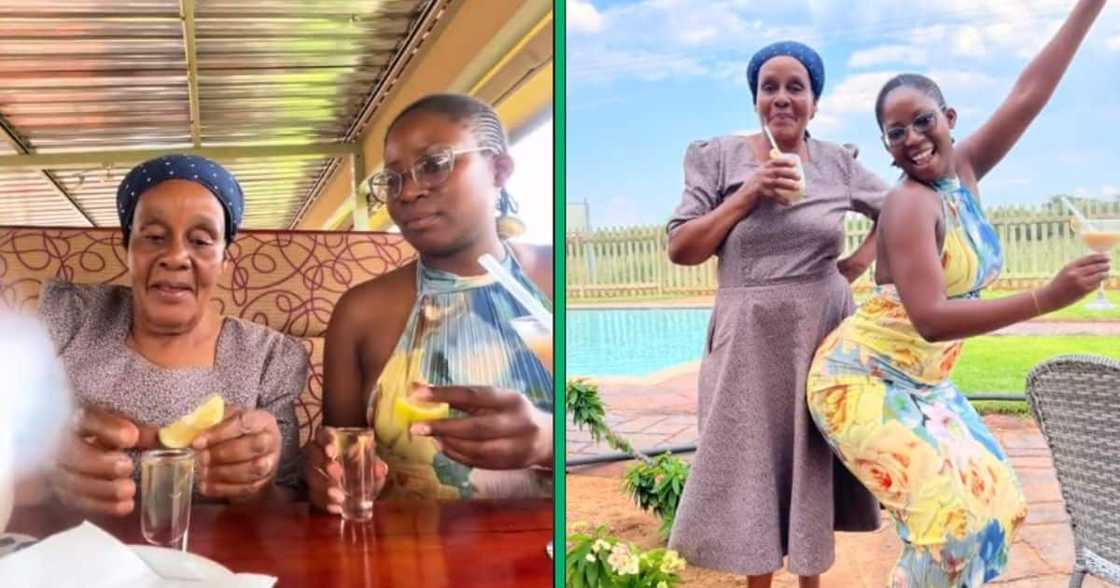 Woman takes gogo out Woman takes gogo out