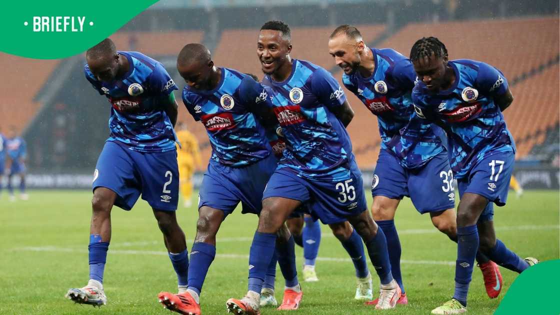 SuperSport United celebrating their victory over Kaizer Chiefs.