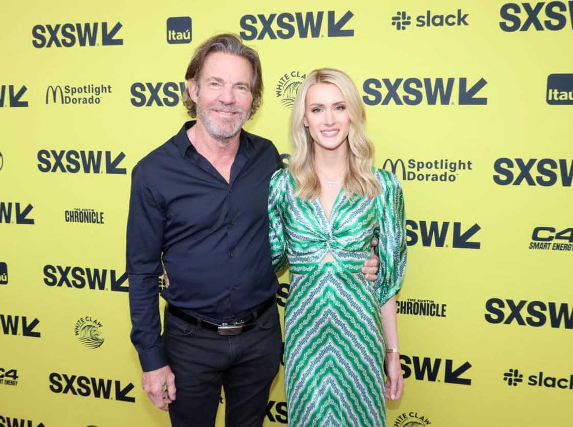 Dennis Quaid and Laura Savoie during the world premiere of The Long Game at the Paramount Theatre during the 2023 SXSW Conference and Festival on 12 March 2023.