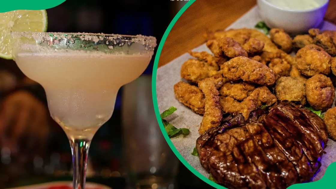 Steak & Ale's cocktail (L). The eatery's steak selection (R)