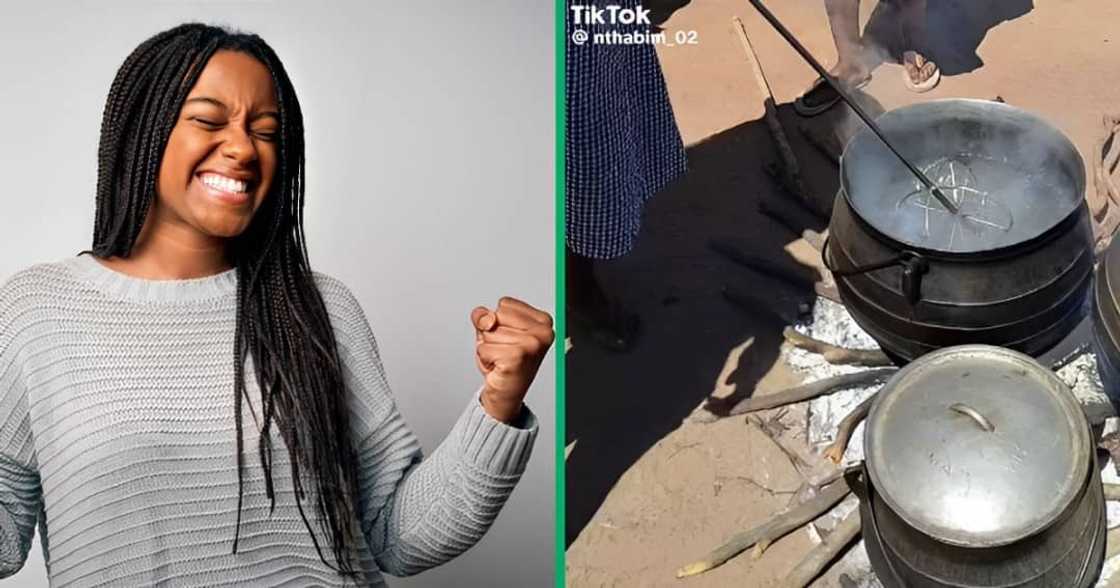 A couple demonstated on TikTok a simpler to cook pap in a big pap A couple demonstated on TikTok a simpler to cook pap in a big pap