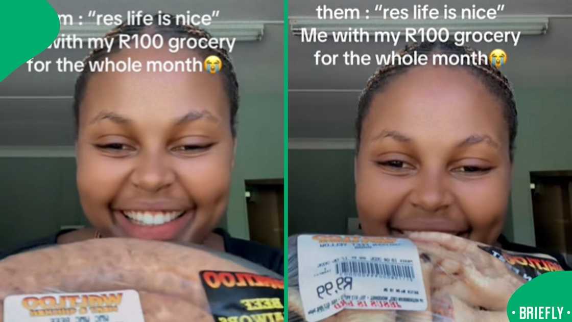 Emihle showed the meat she purchased to last the whole month Emihle showed the meat she purchased to last the whole month