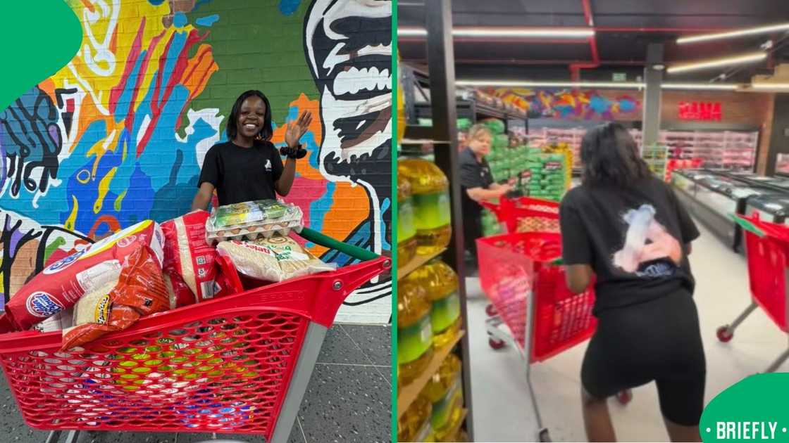 The image on the right captured the moment she was running through the isles