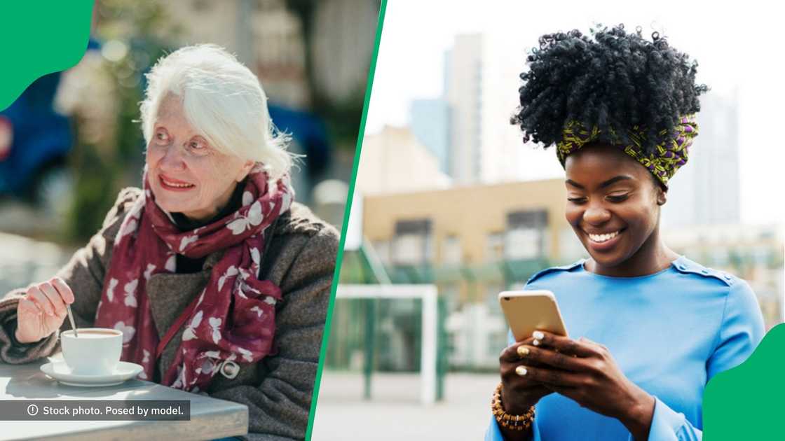A TikTok video shows an elderly woman being surprised by restaurant staff. A TikTok video shows an elderly woman being surprised by restaurant staff.