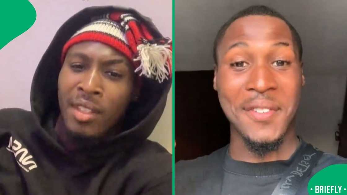 The image on the right showed the South African man in Nigeria smiling The image on the right showed the South African man in Nigeria smiling