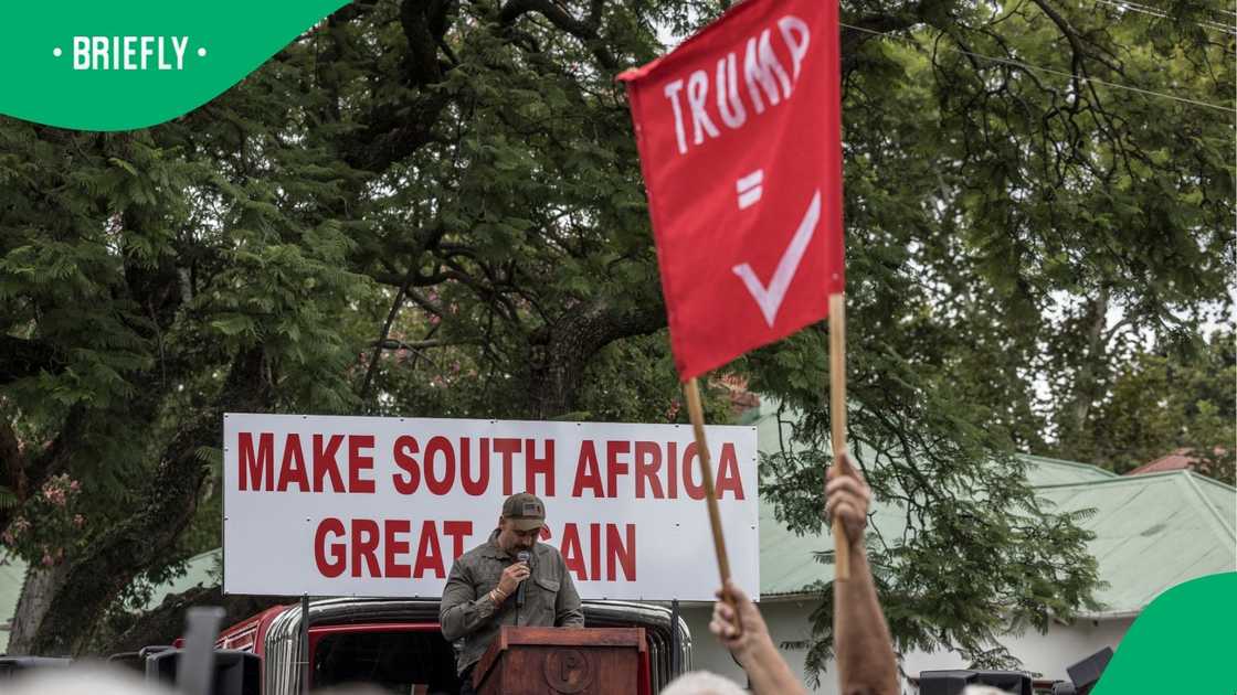 Afrikaner gather in front of the US Embassy in Pretoria