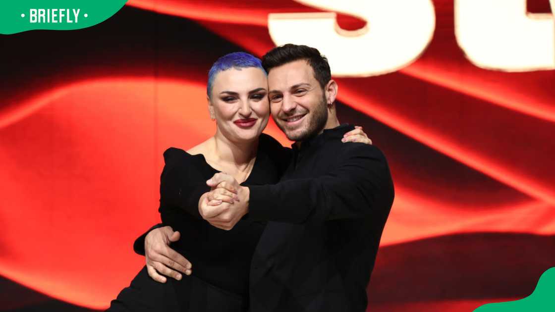 Arisa and Vito Coppola during the 2021 Ballando Con Le Stelle TV show photocall at Auditorium Rai