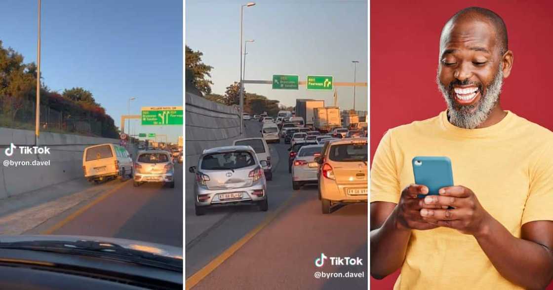 Taxi overtakes JHB traffic jam Taxi overtakes JHB traffic jam