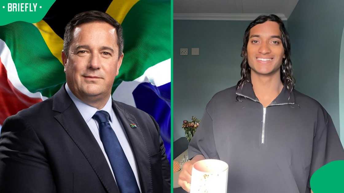 Minister of Agriculture John Steenhuisen and content creator Jaden Hoedemaker. Minister of Agriculture John Steenhuisen and content creator Jaden Hoedemaker.