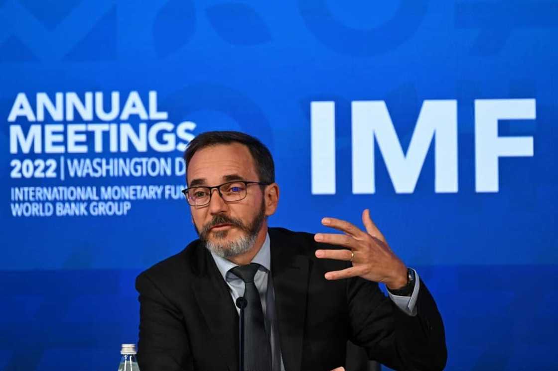 Chief economist of the International Monetary Fund, Pierre-Olivier Gourinchas, speaks at a press conference following the publication of the Washington-based lender's October 2022 global outlook Chief economist of the International Monetary Fund, Pierre-Olivier Gourinchas, speaks at a press conference following the publication of the Washington-based lender's October 2022 global outlook