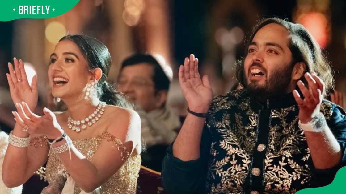 Anant Ambani and the wife at an event Anant Ambani and the wife at an event