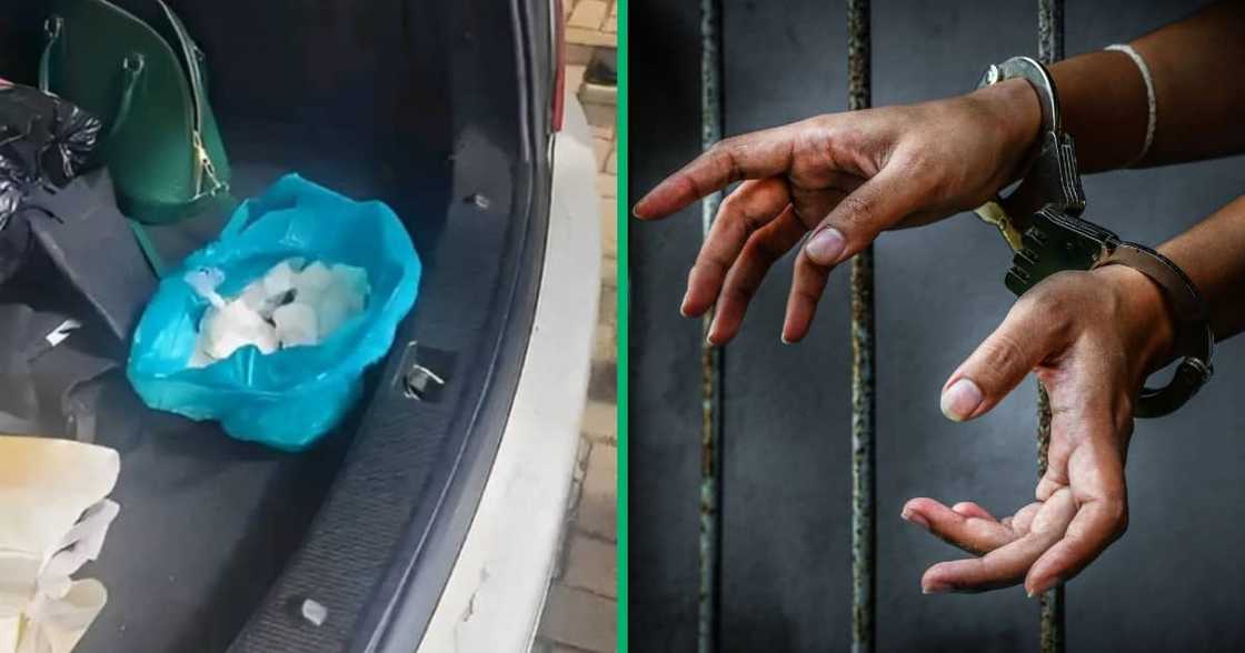 A 39-year-old woman was arrested with drugs worth R700,000 in the boot of her car. A 39-year-old woman was arrested with drugs worth R700,000 in the boot of her car.