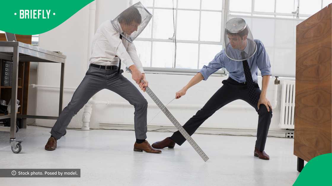 Samuel has a lot of fun with his colleagues. Samuel has a lot of fun with his colleagues.