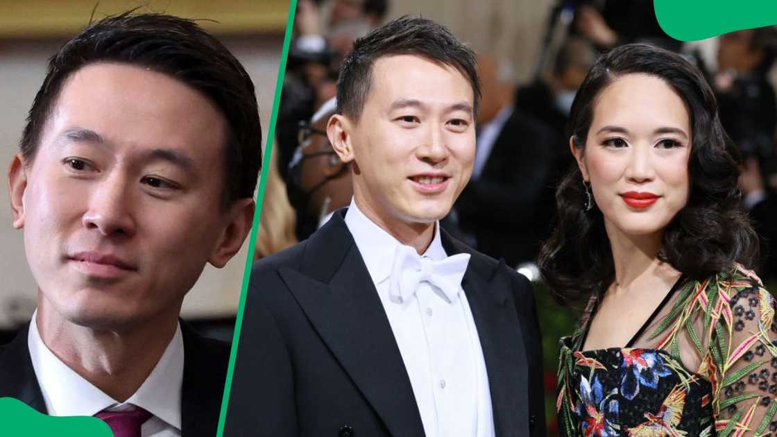 Shou Zi Chew during Donald Trump's 2025 inauguration ceremony (L). The businessman and his wife, Vivian Kao, at The 2022 Met Gala (R)